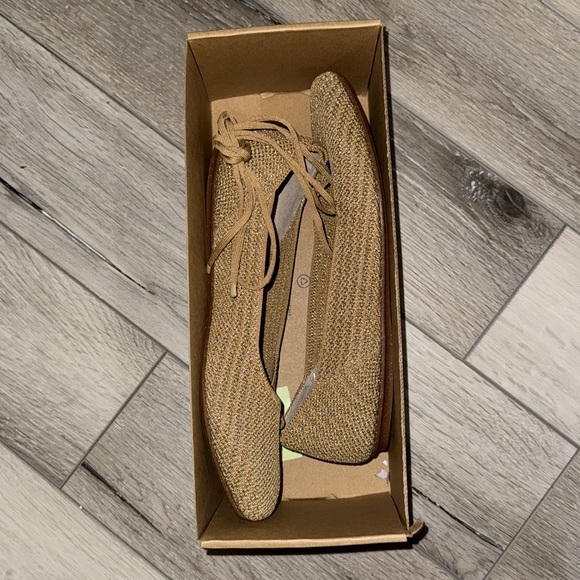 ROTHY’S The Square Wrap Ballet Flats, Sz 8.5 - Gold Metallic Shoes - Picture 13 of 14